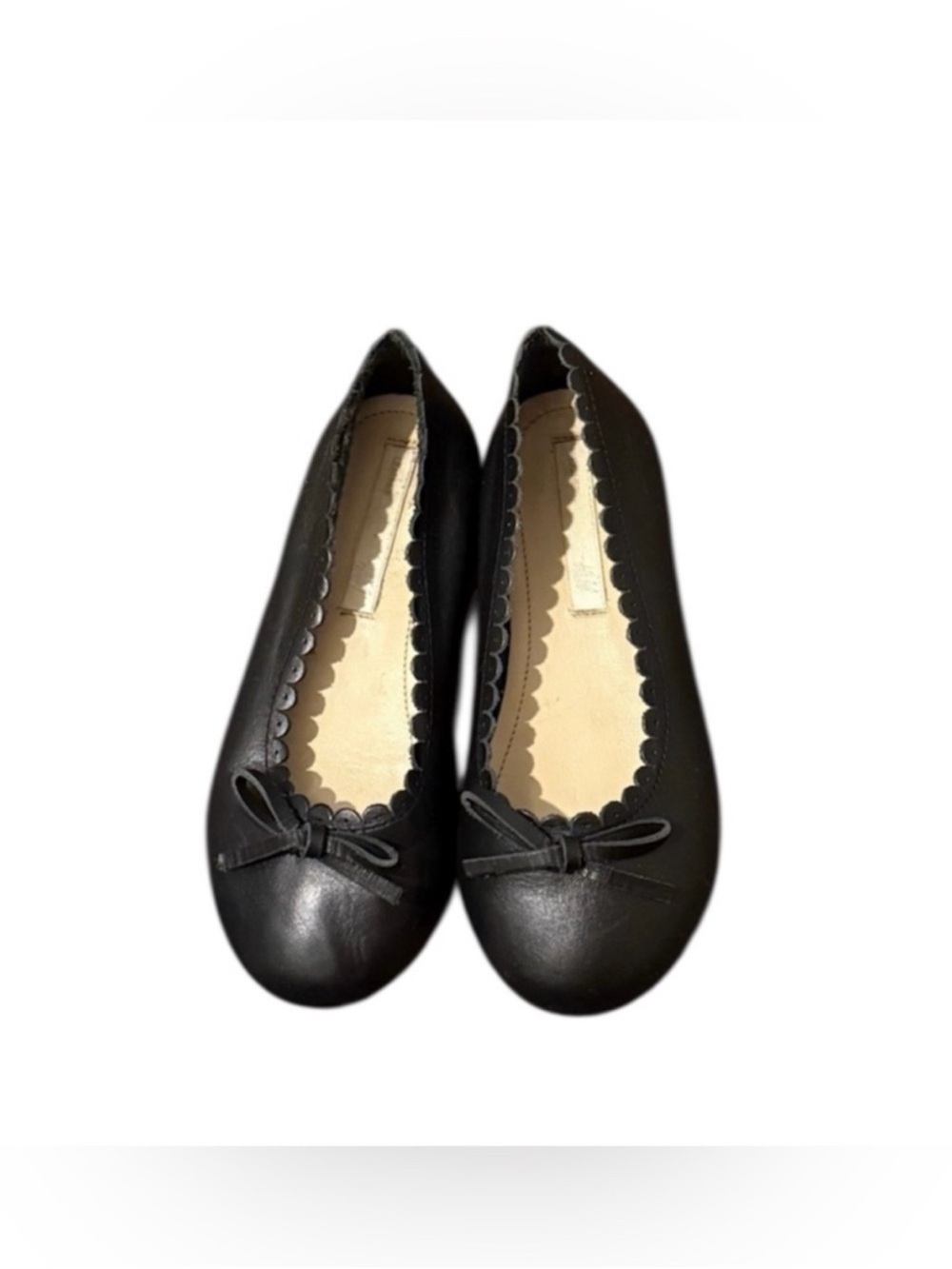H&M Girls Classic  Scalloped Leather Ballet Flats with Bow